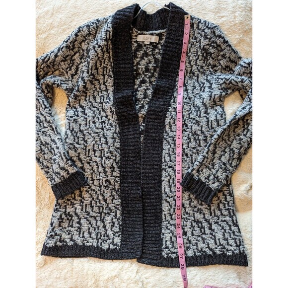 Ann Taylor Loft Gray Marbled Chunky Knit Open Front Cardigan Sweater Medium - Picture 7 of 10